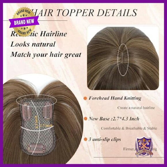 18 Inch Synthetic Hair Topper with Bangs 360 Coverage Clip In main image 5